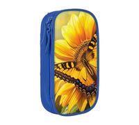 JCVOTREL Sunflower Butterfly Sunny Printed Pencil Case - Large-Capacity Stationery Bag Pen Pouch Holder with Zipper for School Travel Office, One Size