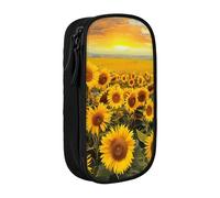 JCVOTREL Sunflower Field Printed Pencil Case - Large-Capacity Stationery Bag Pen Pouch Holder with Zipper for School Travel Office, One Size