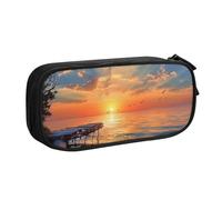 JCVOTREL Sunset Scenery Printed Pencil Case - Large-Capacity Stationery Bag Pen Pouch Holder with Zipper for School Travel Office, One Size