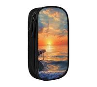 JCVOTREL Sunset Scenery Printed Pencil Case - Large-Capacity Stationery Bag Pen Pouch Holder with Zipper for School Travel Office, One Size