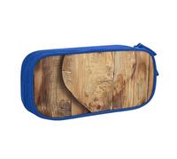 JCVOTREL Wood Heart Printed Pencil Case - Large-Capacity Stationery Bag Pen Pouch Holder with Zipper for School Travel Office, One Size