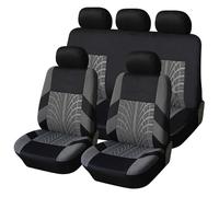 JCVT Car Seat Cover Full Sets for Toyota Hilux (AN120/AN130) 8.Gen 2015 2016 2017 2018 2019 2020 2021 2022 2023, NonSlip Front Rear Protectors Interior Accessories,A/Grey