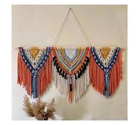 JCWGLY Macrame Wall Hanging Colorful Macrame Wall Hanging, Nordic Minimalist Hand Woven Art Tapestry For Living Room Bedroom Wall Decoration With Wooden Rod(130x75cm/51.2x29.5in)