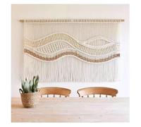 JCWGLY Macrame Wall Hanging Handmade Woven Macrame Wall Hanging Large, Tapestry Made Of Cotton Rope And Wooden Beads For Living Room Sofa Background And Fireplace Decoration(4,120x85cm/47.3x33.5in)