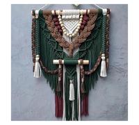 JCWGLY Macrame Wall Hanging Handmade Woven Macrame Wall Hanging, Nordic Style Wall Tapestry For Living Room Bedroom And Study Room Art Decoration, With Wooden Pole(50x90cm/19.7x35.5in)