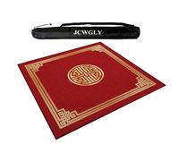 JCWGLY Red Square Mahjong Mat With Carrying Bag, Non-slip And Noise-reducing Large Tablecloth For Poker Cards And Board Games(Red 2,85cm/33.5in)