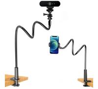 JCWINY Webcam Mount, 39 Inch Webcam Stand for Desk Flexible Gooseneck Computer Camera Stand Arm Clamp with Phone Holder Compatible with Logitech C930e C930 C920 C922x C922 Brio 4K C925e C615
