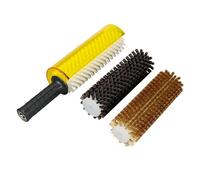 jcwwolk 300mm Ski Roto Brush Kit, Snowboard Wax Brush Kit, with 3 Interchangeable Brushes, Brass Brush, Nylon Brush, and Horsehair Brush, for Ski/Snowboard Waxing and Base Maintenance