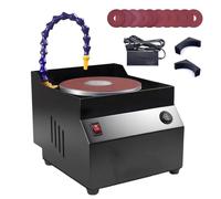 jcwwolk Wet Bench Sander, Water Cooled Electric Knife Sharpener, with 10 Pcs Sandpaper, 7 Speeds Adjustable, Max 3350r/min, for Scissors, Metal Working