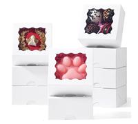 JCXGRVC 100 Count 3"x3"x1.5" White Paper Gift Boxes with Clear Window for Homemade Soap, Cookies & Chocolates Truffles & Showcase Your Homemade Treats