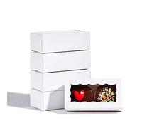 JCXGRVC 24PCS 4.17x2.16x1.37 Inches Elegant White Double Favor Boxes with Clear Window for Macaron, Chocolate, Small Cookies, Party Baby Showers Candy Treat Boxes