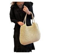 JCXIOC Beach Straw Bag Straw Crochet Underarm Bag Hand-Woven Handbag Summer Weaving Simple Beach Shoulder Bags Women Large Solid Color Vintage Tote Bag(Beige)