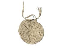 JCXIOC Beach Straw Bag Summer Round Straw Shoulder Bag Women Large Capacity Handbag Handmade Beach Bags Rattan Handle Bag Vacation Tote(Beige Style2)