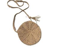 JCXIOC Beach Straw Bag Summer Round Straw Shoulder Bag Women Large Capacity Handbag Handmade Beach Bags Rattan Handle Bag Vacation Tote(Brown Style2)