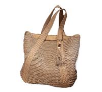 JCXIOC Beach Straw Bag Summer Straw Women Bag Hand-Woven Handbags Handmade Beach Shoulder Bag Large Tote Bag(Khaki)