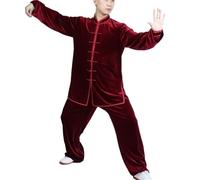 JCXIOC Kung Fu Uniform Kung Fu Uniforms Autumn&Winter Thickening Tai Chi Clothing Martial Arts Training Suits(Dark red,XL)