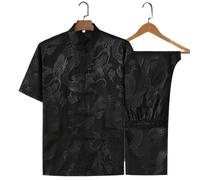JCXIOC Kung Fu Uniform Silk Dragon Pattern Retro Tang Suit Kung Fu Tai Chi Clothes Men's Hanfu with Pocket Shirt Bottoming Shir(Suit 6,175 for62.5to72.5)