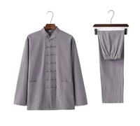 JCXIOC Kung Fu Uniform Tai Chi Uniform Traditional Tang Suit Cotton Linen Kung Fu Costume Martial Art Performance Outfit Loose Casual Women&Men(Grey set,XXL 180cm)