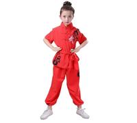 JCXIOC Kung Fu Uniform Traditional Wushu Costume for Boys Girls Tai Chi KungFu Uniforms Short Long Sleeve Costumes Martial Arts Outfit(Red short sleeve,170(160-170CM))