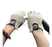 JCXIOC Leather Driving Gloves Leather Gloves Men Chic Motorcycle Semi-Finger Mittens Male Knitted Outdoor Cycling Riding Fingerless(Color 1,M (Palm 20-21.5))