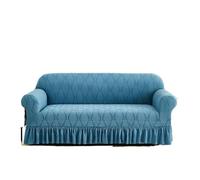 JCXIOC Skirt Sofa Cover 1PC Jacquard Sofa Cover with Skirt Can Be Easily Removed Couch Protector of Bench with Armrest Plant Pattern(Blue,4 Seaters)