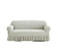 JCXIOC Skirt Sofa Cover 1PC Jacquard Sofa Cover with Skirt Can Be Easily Removed Couch Protector of Bench with Armrest Plant Pattern(Light Grey,1 Seater)