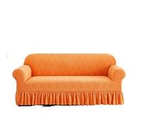 JCXIOC Skirt Sofa Cover 1PC Jacquard Sofa Cover with Skirt Can Be Easily Removed Couch Protector of Bench with Armrest Plant Pattern(Orange,3 Seaters)