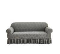 JCXIOC Skirt Sofa Cover 1PC Jacquard Sofa Cover with Skirt Can Be Easily Removed Couch Protector of Bench with Armrest Plant Pattern(Dark Grey,3 Seaters)