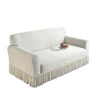 JCXIOC Skirt Sofa Cover Jacquard Stretch Sofa Skirt Cover 1/2/3/4 People Dustproof Decoration Suitable for Hotel Bedroom Living Room(White,4 Seat)