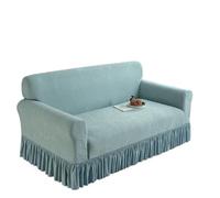 JCXIOC Skirt Sofa Cover Jacquard Stretch Sofa Skirt Cover 1/2/3/4 People Dustproof Decoration Suitable for Hotel Bedroom Living Room(Pea green,1 Seat)