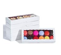 JCXPACK 24PCS 12 x 5 x 1.5 inches Auto-Popup One Piece Premium Macaron Boxes for 12, Cookie Boxes for Gift Giving, Bakery Box for Holiday Cookie Gift Sets