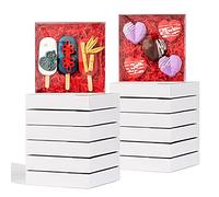 JCXPACK 25PCS 6" x 6" x 1 1/4" Clear White Cookie Boxes with Full Window, Bakery Macaron Boxes Ores Boxes Cakesicle Boxes Chocolate Bomb Boxes