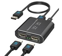 JCYMELE 4K@60Hz Displayport to Dual HDMI Adapter Display Port to 2 HDMI Splitter Extended for Double Screen DP 1.4 for Computer Graphics Cards Support MST & SST Mode