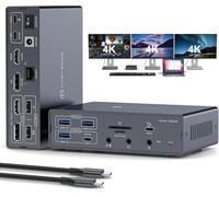 JCYMELE Thunderbolt Docking Station 3 Monitors 4K@60Hz for M1 M2 M3 M4 MacBook Pro/Air with DisplayLink Technology, 19 in 1 USB C Dock with 2 HDMI & 2 DisplayPort, PD 100W, QC 18W, USB 3.2 10 Gbps