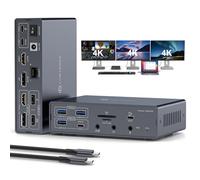 JCYMELE USB C Docking Station 3 Monitors 4K@60Hz for MacBook/Windows Compatible with DisplayLink Technology, 19 in 1 Thunderbolt Dock with 2 HDMI & 2 DisplayPort, PD 100W, QC 18W, USB 3.2 10 Gbps