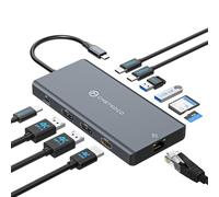 JCYMELE USB C Laptop Docking Station 3 Monitors with Dual DisplayPort 4K@120Hz and HDMI 4K@60Hz, 12 in 1 Thunderbolt Hub with USB A 3.0, USB C 3.2, Ethernet, SD, TF, PD 100W for Desktop Computer