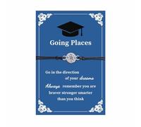JczR.Y Compass Bracelet Graduation Gift for Him Her Inspirational Graduation Bracelet with Card Going Places Graduation Bracelet for Couple Friends Classmate Student Jewelry 2 Pieces, 1, Zinc, no