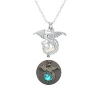 JczR.Y Luminous Dragon Necklace Glow In The Dark Dragon Necklace Retro Flying Dragon Pendant Necklace for Men Women Halloween Party Jewelry 2Pcs/set, Acrylic, No Gemstone