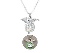 JczR.Y Luminous Dragon Necklace Glow In The Dark Dragon Necklace Retro Flying Dragon Pendant Necklace for Men Women Halloween Party Jewelry 2Pcs/set, Acrylic, No Gemstone
