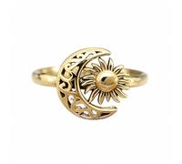 JczR.Y Sun and Moon Rings Gold Silver Crescent Sun Rings for Women Hollow Moon and Sun Ring Middle Index Finger Vintage Ethnic Jewelry Gift-Size:6 7 8 9, 1, Copper, No Gemstone