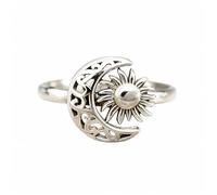 JczR.Y Sun and Moon Rings Gold Silver Crescent Sun Rings for Women Hollow Moon and Sun Ring Middle Index Finger Vintage Ethnic Jewelry Gift-Size:6 7 8 9, 1, Copper, No Gemstone