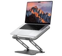 JCZT Adjustable Laptop Stand for Desk, Metal Foldable Laptop Riser, Portable Laptop Holder Mount, Ventilated Cooling Notebook Stand for MacBook Air Pro, All 10-16'' Notebooks Laptops Black