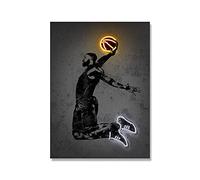 JD Art Print Neon Basketball Shoes Sport Poster Street Wall Art Abstract Canvas Painting Gift Idea Man Office Home Decoration(3,40x50cm no Frame)