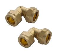 JD Brands 15mm Compression Elbow Connectors (Pack of 2) | Heavy-Duty Brass Plumbing Fittings for Copper Pipes | 15mm Elbow Joints for Leak-Free Compression Connections