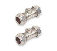 JD Brands 15mm Compression Isolation Valves - WRAS Approved, Chrome-Plated Stop Valves for Plumbing & Heating Systems (2)