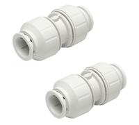 JD Brands 15mm Push Fit Straight Connectors (2 Pack) | Tool-Free Pushfit Plumbing Fittings for 15mm Copper & Plastic Pipes | Easy-Fit Radiator & Water Pipe Fittings - Equal Straight Push-Fit Joint