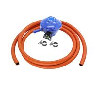 JD Brands 21mm Butane Gas Regulator Clip-On with 2m Hose & 2 Clips - Blue - Fits Calor 21mm Valves for BBQs, Camping & Patio Heaters