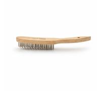 JD Brands 3 Row Steel Wire Brush with Wooden Handle | Heavy Duty Rust, Paint & Metal Cleaning Brush | Hand Wire Brush for DIY & Workshop Use (1 Pack)