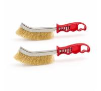 JD Brands Brass Plated Steel Wire Brush with Plastic Handle | Heavy Duty Cleaning Brush | Rust, Paint & Corrosion Removal Tool (2 Pack)