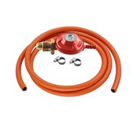 JD Brands Propane Gas Regulator 37mbar Standard Screw-On POL with 2m Hose & 2 Clips - 1.5kg/h Flow - Fits Calor & Flogas Bottles for BBQs, Camping